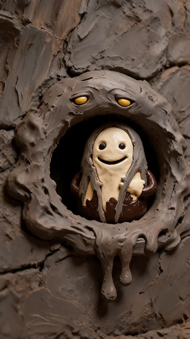 The impostor wedged into a socket that stays dark and cold, with the sludge heaped up behind it, blocked.